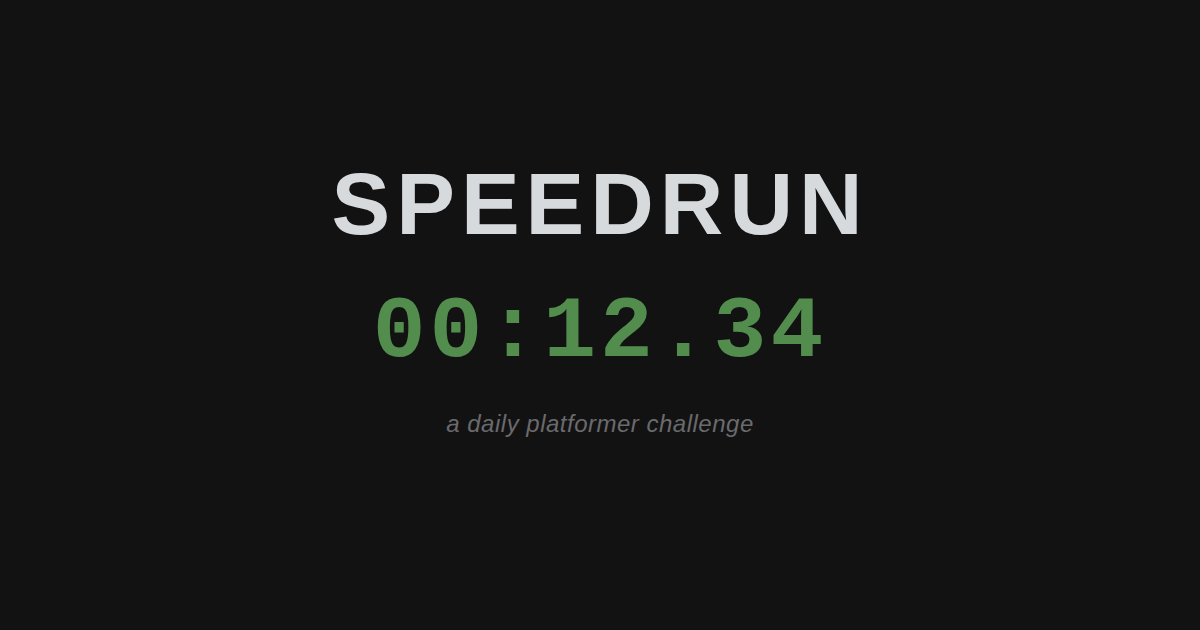 Speedrun – a daily platformer challenge